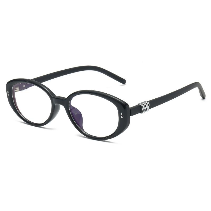 New oval frame TR ultra-light R letter decorative anti-blue flat mirror can be equipped with myopia glasses frame
