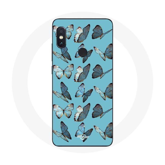 Coque - MANIACASE - Xiaomi Redmi Note 5 AI Dual Camera - Papillons - Souple - Bleu