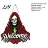Festive Entryway Sign Halloween Skeleton Welcome Sign Spooky Wooden Grim Reaper Shaped Front Door Decoration Hanger Horror Wall Hanging Plaque