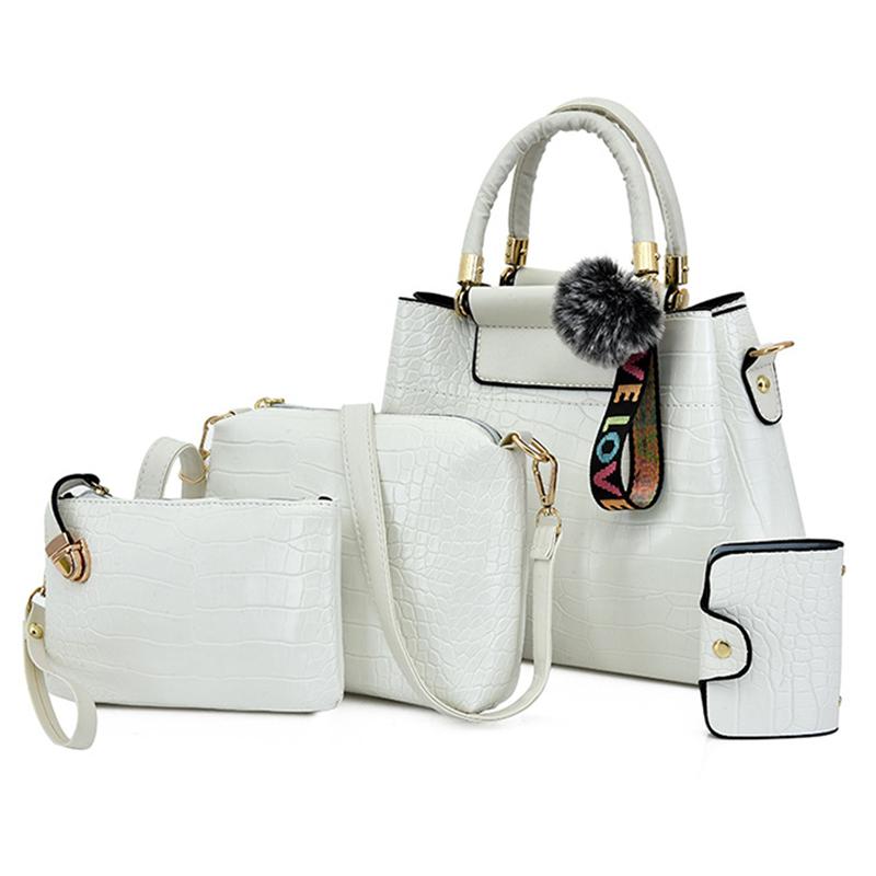 4 шт./компл. женская кожаная сумка в стиле ретро со змеиным узором, сумка на плечо, большая вместимость, набор из четырех предметов, косые сумки с украшением из подвески