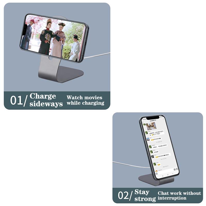 Подставка-зарядка для мобильного телефона Magsafe Магнитная подставка для телефона Подставка из алюминиевого сплава Для серии iPhone 12 Подставка для быстрой беспроводной зарядки