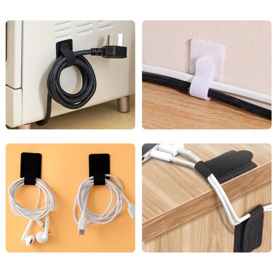 10/50 шт. Органайзер для кабелей, стяжка, самоклеящаяся, регулируемая лента-липучка, обертка для шнуров, многоразовая, для организации проводов на офисном столе, нейлоновая стяжка для связывания