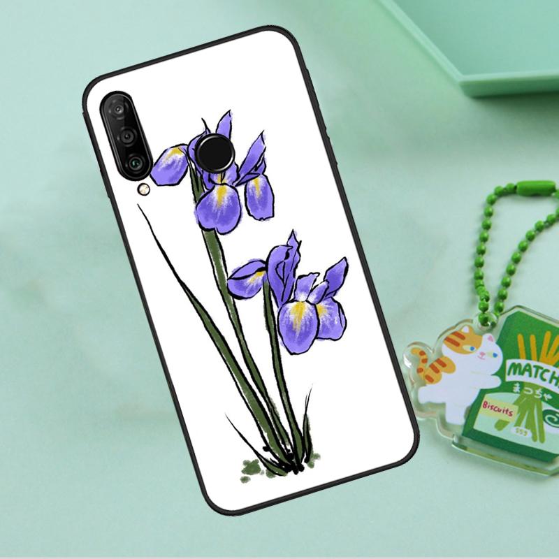 Iris Purple Flower Watercolor For Huawei Nova 10 9 SE 5T 12s 12i 11i Y91 Y90 Y60 Y70 Y72 Y61 P20 P40 P30 Lite P60 Pro Case