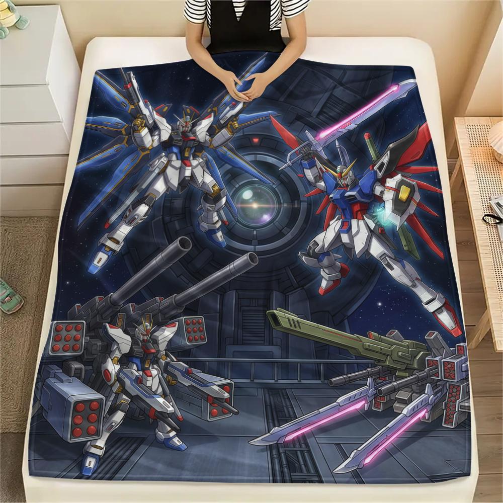 Mobile Suit Gundam Soft Flannel Blanket, Print for Bedrooms Sofas Beds, Suitable for Travel Picnic Chair -HE43