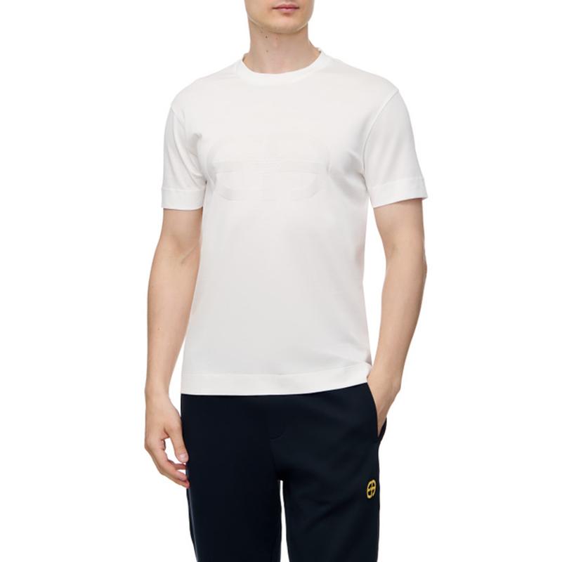 Emporio Armani Мужская футболка с круглым вырезом и короткими рукавами, однотонная, коллекция Осень/Зима 2022, Белый, 6L1TA2-1JGYZ-0158