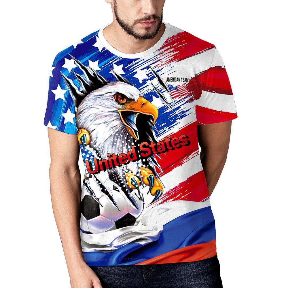 Qatar Football World Cup Fan Cheering Digital Printed Short Sleeved Needle Eye T-shirt