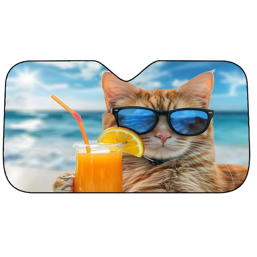 3D Digital Car Windshield Sunshade - Aluminum Film Bubble Cartoon Visor