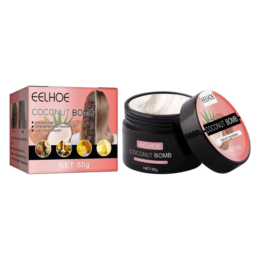 50g Coconut Bomb Hair Treatment Masks Root Strengthen Nourishing Light Smooth Dryness Cracked Improve Soft Bright Nutrients Care