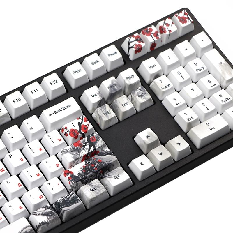 110 клавиш OEM профиль DYE-Sub Ботаническая сливовая ветвь PBT колпачки для клавиш Сублимация с 1.75U 2U Shift 6.25U Пробел
