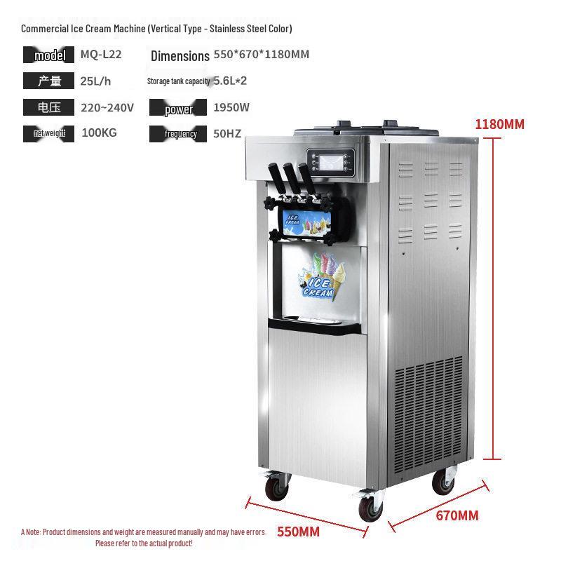 Commercial Three-Flavor Vertical Ice Cream Machine with Fast Refrigeration