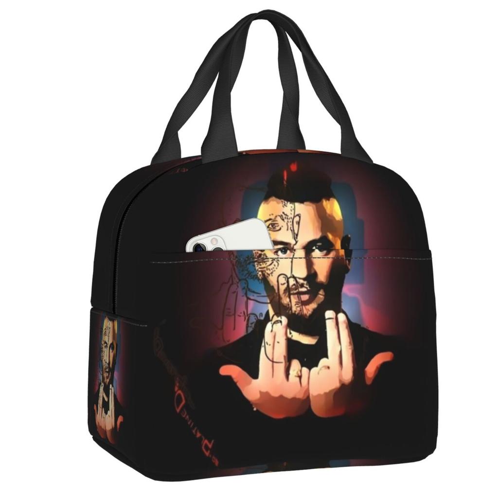 Custom Jul French Rapper Hip Hop Portable Lunch Boxes Women Waterproof Thermal Cooler Food Insulated Lunch Bag Office Work