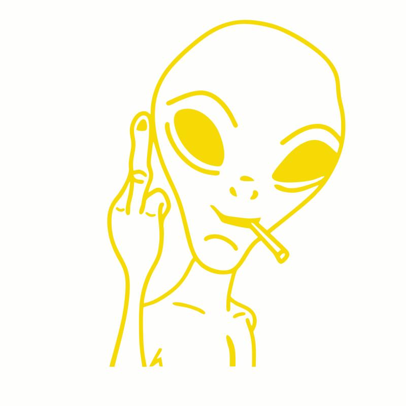 HungMieh Car Stickers Funny Alien Personality Ufo Decals Laser Vinyl Sticker Car 3D Car Styling Decoration 10.3X15cm
