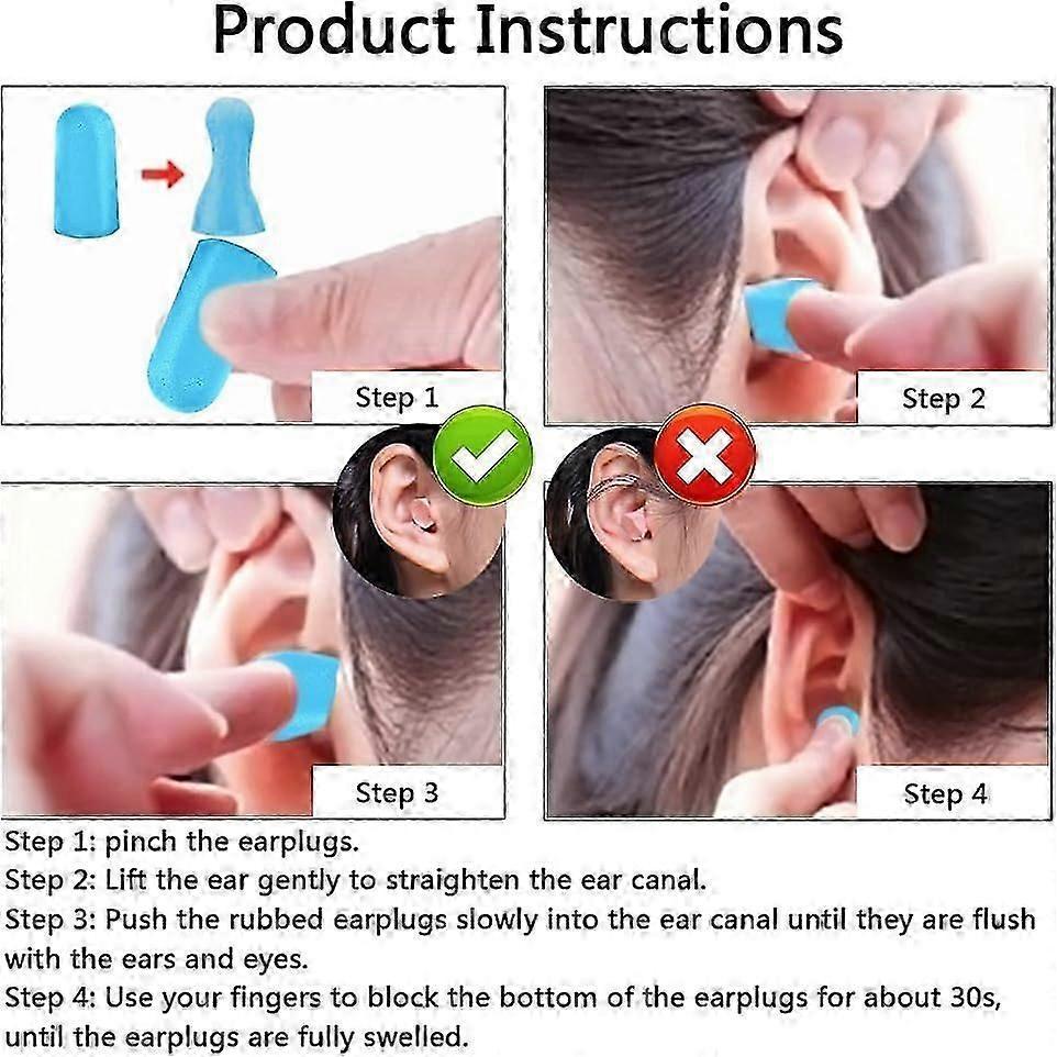 Soft Foam Earplugs, 38dB Highest SNR, 60 Pairs Comfortable Reusable Earplugs for Sleeping, Snoring, Studying (Blue)