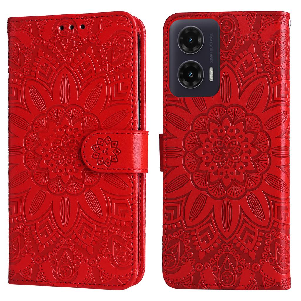 Чехол для Motorola Moto G35 5G Кожаный чехол-кошелек с оттиском подсолнуха