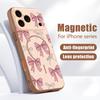 Чехол с узором из розовых бантиков для iPhone 17 Pro Max Магнитный для Magsafe Покрытие с ощущением кожи для iPhone 16 15 14 13 Pro Max