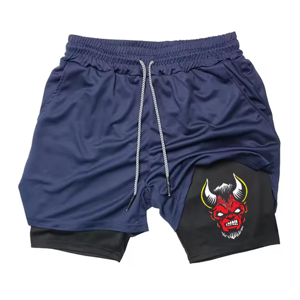 Demon Devil Satan Muay Thai Kick Boxing MMA Shorts Men Women Unisex Casual Sportswear Double Layer Quick Dry Training Sport Gym Fitness Workout