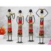 Handmade Handcrafted Wrought Iron Tribal Village Lady Doll Nerga Worker Showpiece Items for Home Décor (Length 3 Inch Height 13.5 Inch) Set of 4 Pcs
