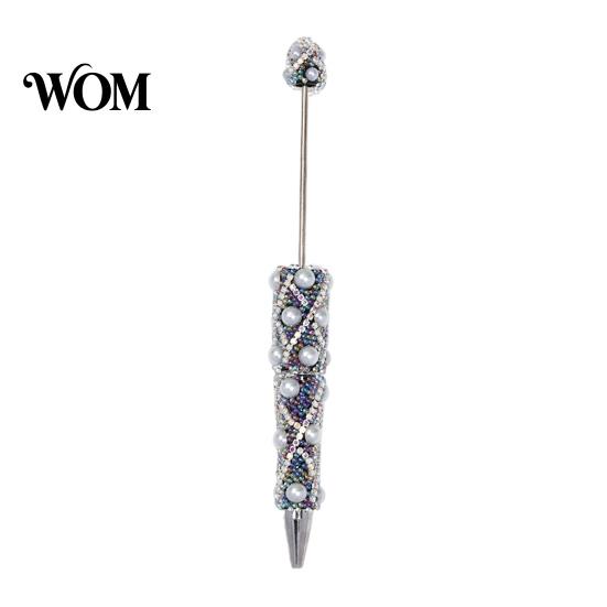 Handmade Jewelry Writing Pens DIY Beadable Pen, Bling Rhinestones And Faux Pearls Beaded Gift Ideas Black Ink Ballpoint Pen for Office School Supplies