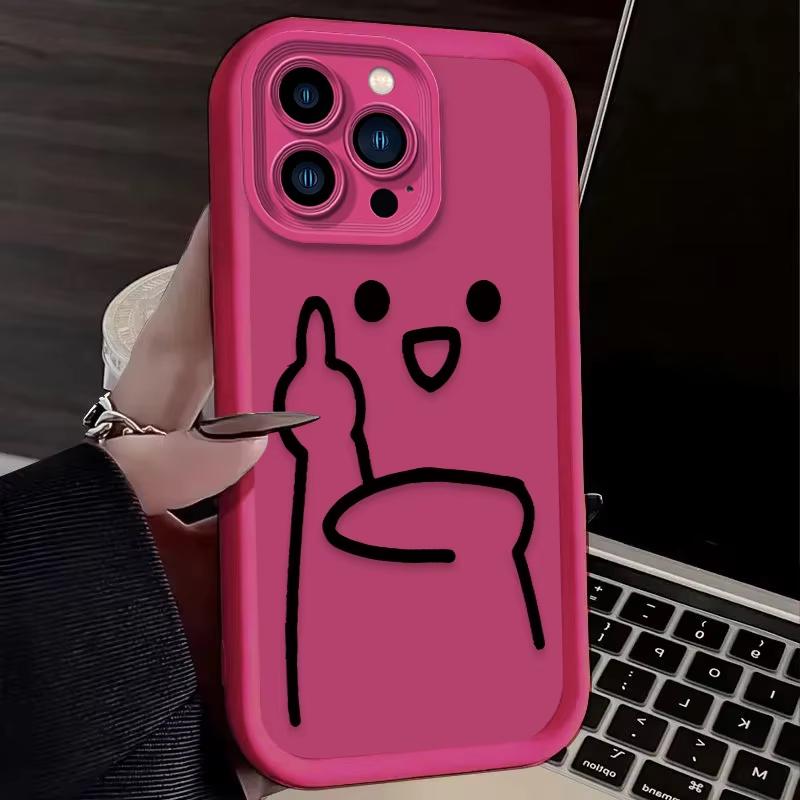 Мультяшный забавный жест презрения Чехол для телефона iPhone 16 15 14 13 12 11 Pro Max XS Max XR 7 8 Plus Ударопрочный силиконовый задний чехол