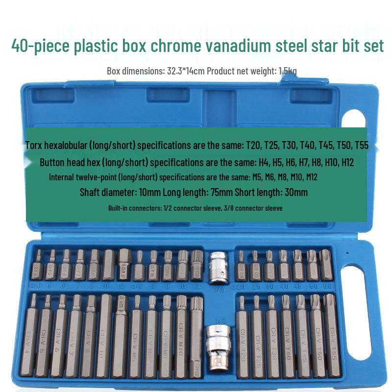 Набор ударных 12-гранных головок Torx с удлинителем, 1/2 дюйма