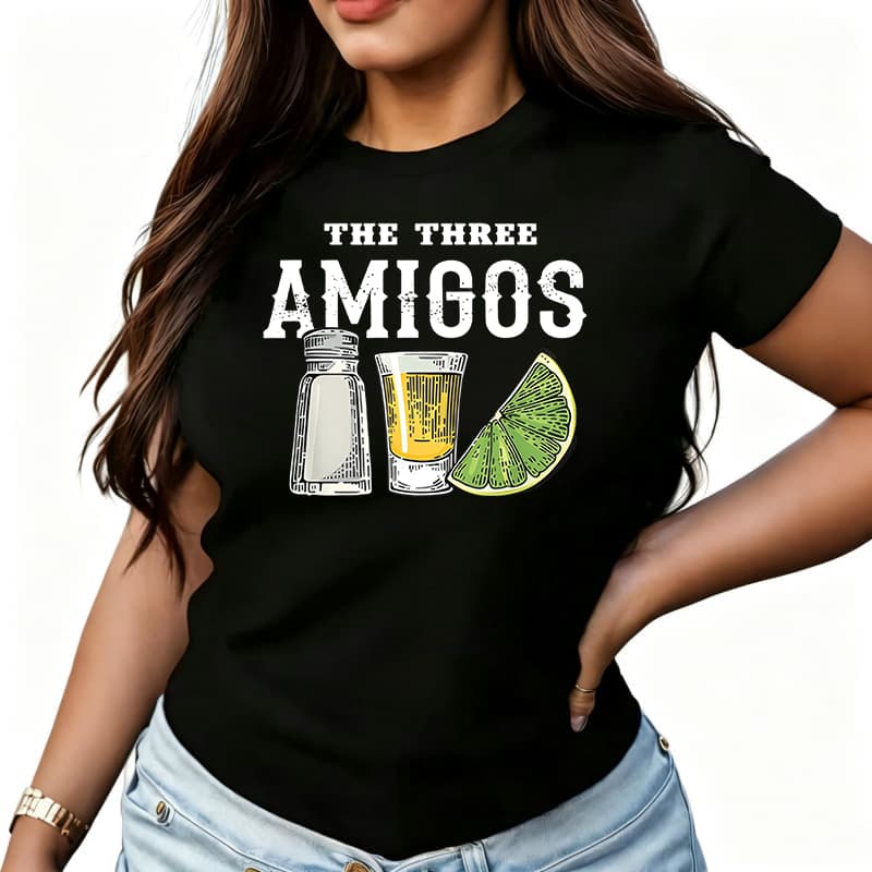 The Three Amigos Womens TShirt Cotton Funny Graphic Short Sleeve Tee Novelty Shirt Casual Crew Neck Top SXl