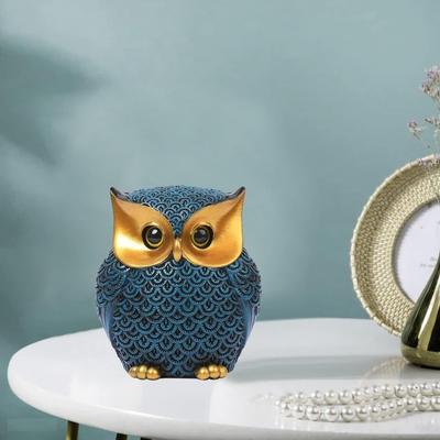 Современная стильная художественная фигурка Lucky Owl из смолы (синий), 1 кусок