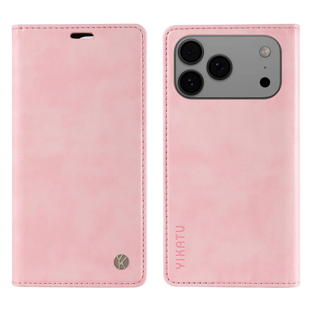 For iPhone 17 Pro Max Wallet Case YIKATU YK-006 Magnetic Closure Leather Phone Cover Litchi Texture