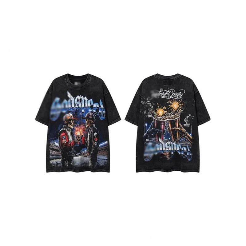 Unisex Streetwear Oversized Cotton Tee Hip Hop Print T-Shirt Loose Fit Casual