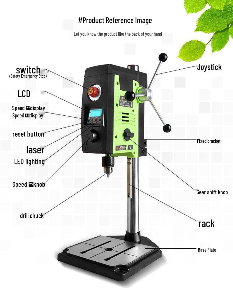 220V Mini Bench Drill with Digital Display - Multipurpose High Precision Tabletop Lathe & Milling Machine for Household and Industrial Use