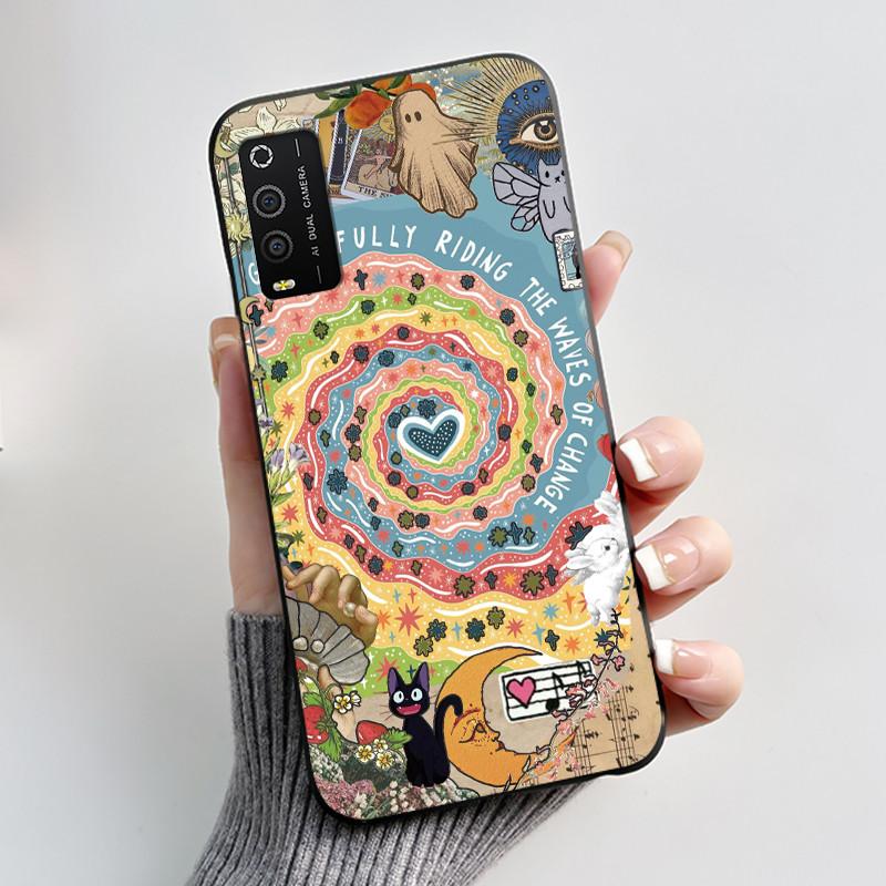Casing For TCL 205 Case 4187D Aesthetic Fashion Cute Cat Cartoon Black Matte Soft Silicone Back Cover Shockproof TPU Phone Case