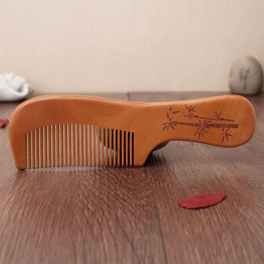 1Pcs Natural Mahogany Comb Women Men Home Travel Wood Anti-static Fine-tooth Comb Wooden Handles