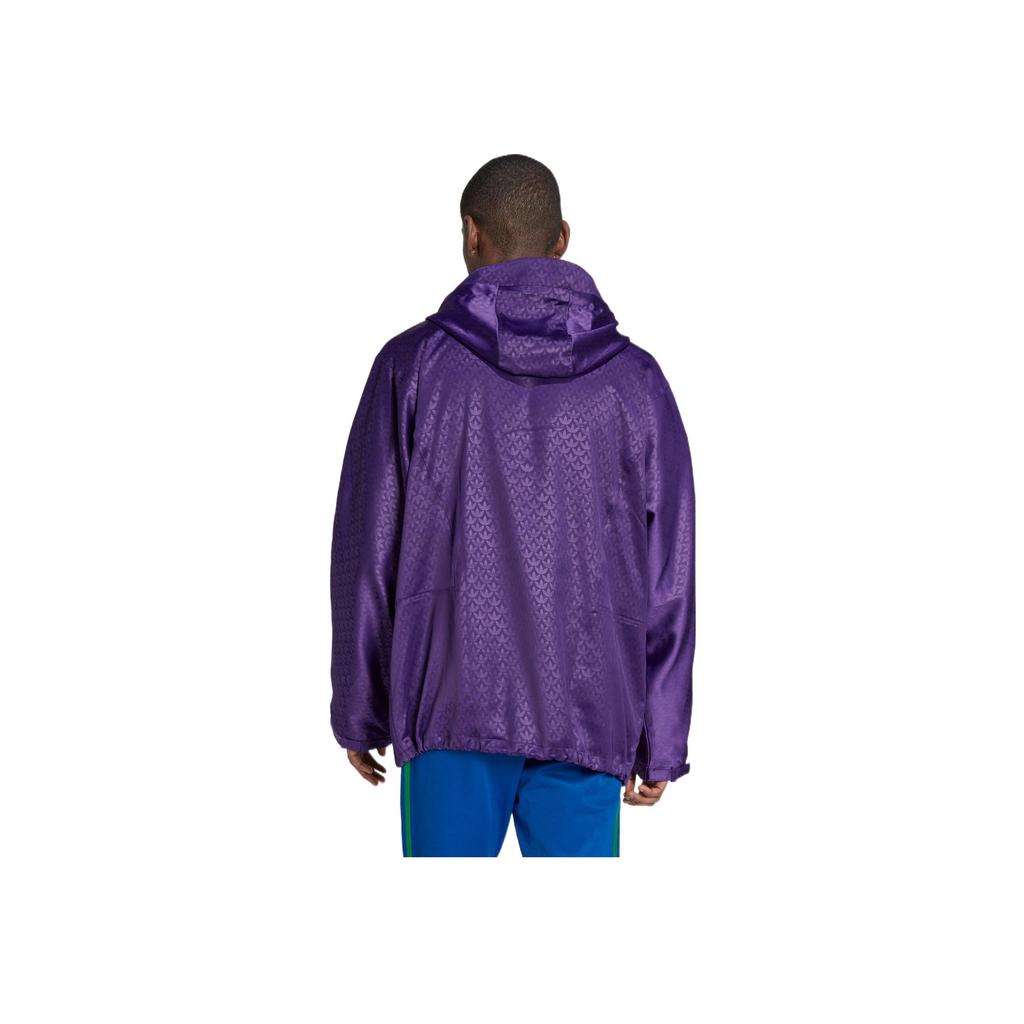 Adidas Originals Trefoil Windbreaker with Logo Print and Drawstring Hood Men Jackets Purple IB3441