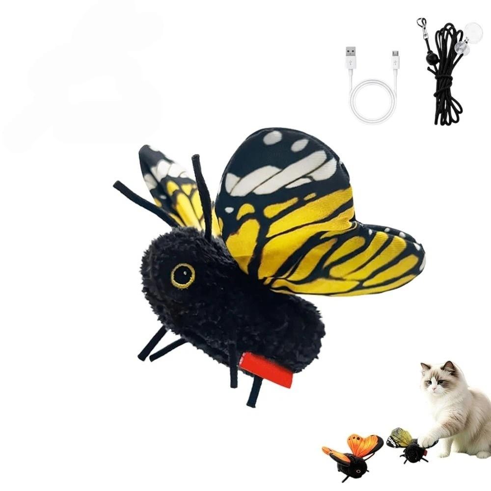 Realistic Wing Motion Flapping Butterfly Toy Rechargeable Interactive Cat Toy Indoor Cats