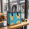Cute Puppy Printed Tote Bag Casual Daily Use Portable Shoulder Handbag for Outdoor Shopping Commute