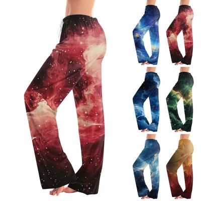 Женские повседневные прямые брюки с принтом «Небо» Домашняя пижама Повседневные брюки