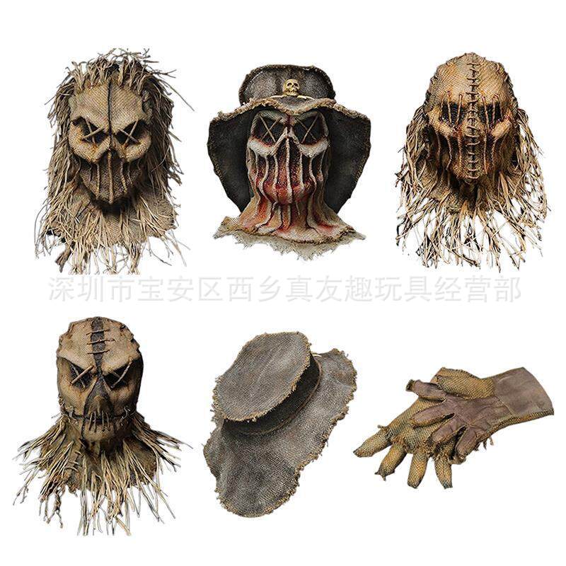 New Scary Scarecrow Halloween Mask Latex Premium Scarecrow Headgear Sack Ghost Head
