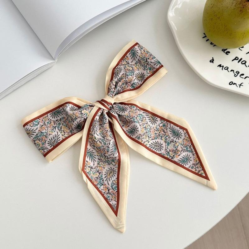 Silk Scarf Long Strip New Small Fresh Pastoral Headscarf Bow Headband Tied Bag Streamer Decorative Scarf Belt
