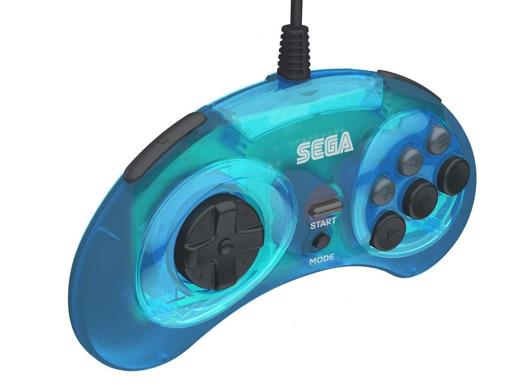 SEGA Mega Drive 8 Button Arcade USB Pad Clear Blue Retri-bit