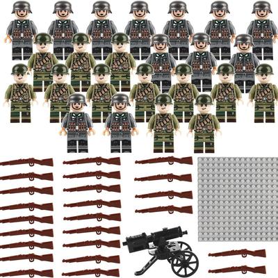 Набор военных строительных блоков MOC, минифигурки немецкого и американского солдат Второй мировой войны, мелкие кубики, совместимые с LEGO, креативная игрушка для детей