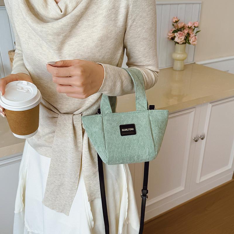 Small Canvas Bucket Purse For Women With Internal Pouch And Single Strap For Casual Wear