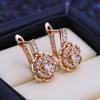 FEEYOO Clip Earrings Rose Gold Color Fashion Earring For Women Cubic Zirconia Stud Earrings Jewelry