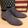 Men 'S High -Top Trend Boots Fashion British Style Suede Leather Casual Shoes Comfy Outdoor Non -Slip Wear -Resistant Martin Boots
