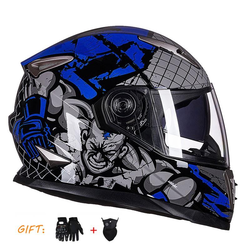 Full Face Motorcycle Helmet With Dual Lens Anti-Fog Ventilation System Adults All Season Use