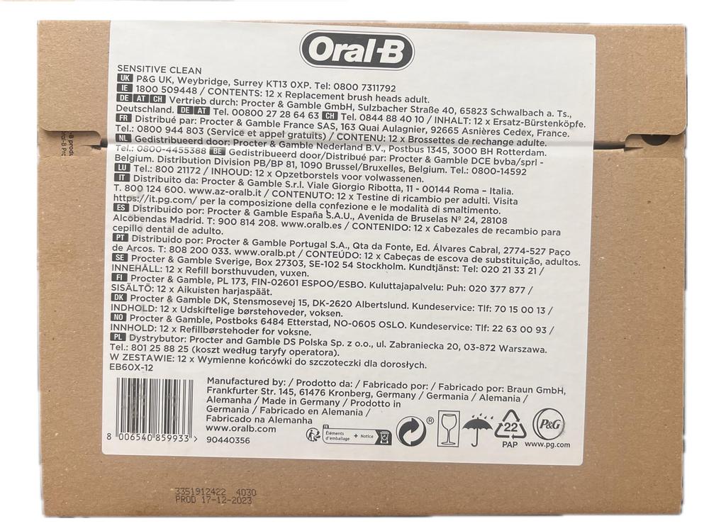 Сменная щетка Braun PRO Soft Extra Fine Bristle Brush Sensitive Clean 12 шт Oral-B EB60X-12 [Товар]