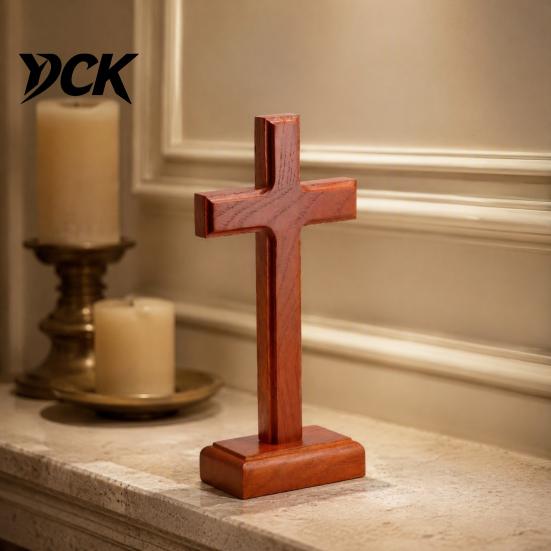 Church Altar Tabletop Solid Wood Stand Ornament, Wooden Standing Christian Gifts, Wall Desk Art Religious Faith Decor for Home Prayer Room Desktop