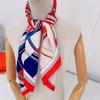 90CM Manual Hand Rolled Twill Silk Scarf Women Square Scarves Luxury Wheel Foulard Wrap Bandana Hijab for Girl Friends