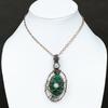 Malachite, Moonstone Gemstone Copper Wire Wrap Jewelry Pendant 3.15"