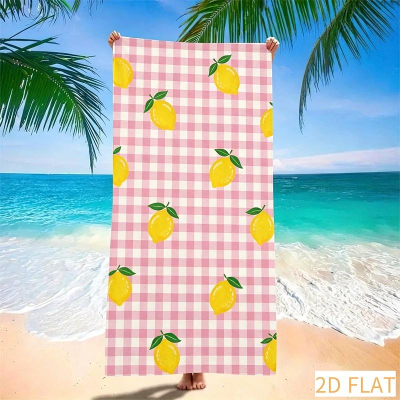 Милое пляжное полотенце в вишневую клетку - Супервпитывающее быстросохнущее микроволокно с синей клеткой, Мягкое песочное одеяло для пикника