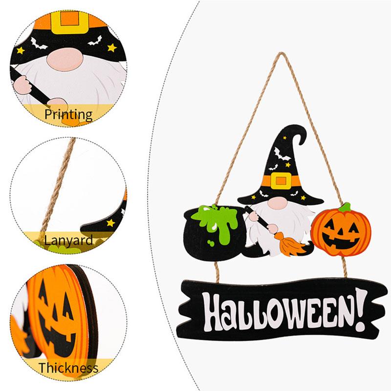 Деревянные украшения на Хэллоуин, гном, тыква, ведьма, настенная дверь, подвеска, хэллоуин, гадость или жизнь, украшение для вечеринки в честь Хэллоуина