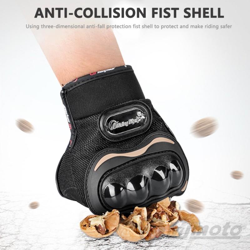 Mens Motorcycle Riding Gloves Sport Bike Off-Road Commuting Anti-Slip Impact Protection Breathable Knit Short